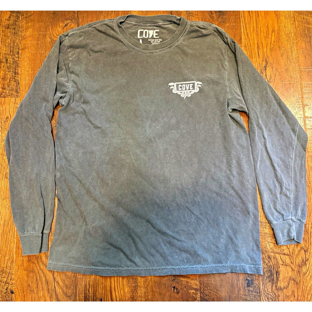 Cove Men's L Gray Long Sleeve Crew Neck Double-Sided Graphic Skull Cotton Tee